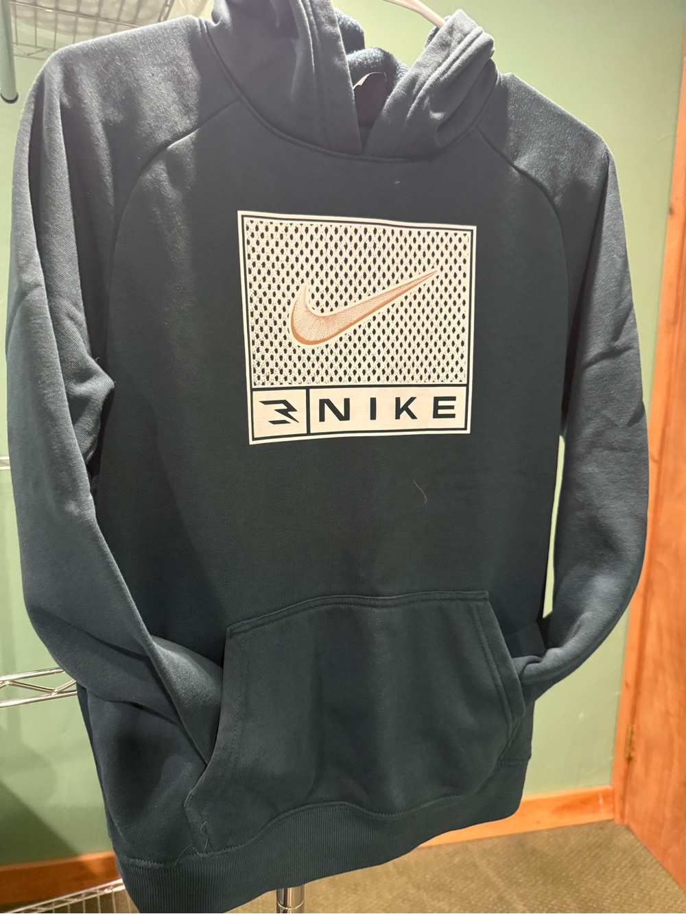 Nike Teal Pullover Hoodie with White Front Pattern